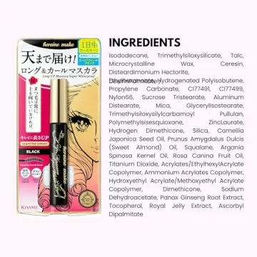 HEROINE MAKE by KISSME Long & Curl Up Waterproof Mascara Black, Lengthening & Volume Fiber Tubing Mascara Makeup, WP 01