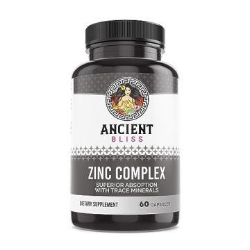 Zinc Complex Capsules with Enhanced Absorption, Antioxidant & Immune Support Supplement, Zinc Supple...