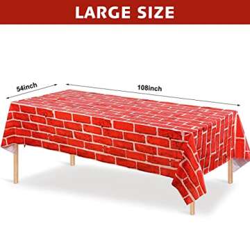 Tiamon Red Brick Tablecloths Brick Sheet Table Cover Brick Stone Wall Backdrop for Christmas Holiday...