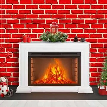 Tiamon Red Brick Tablecloths Brick Sheet Table Cover Brick Stone Wall Backdrop for Christmas Holiday Party Fireplaces Chimneys Decorations Photography Supplies, 54 x 108 Inches(3 Pcs)
