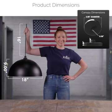 Steel Lighting Co. Melrose Pendant Light | Ceiling Mounted | 18 inch Round Dome | Modern Contemporar...