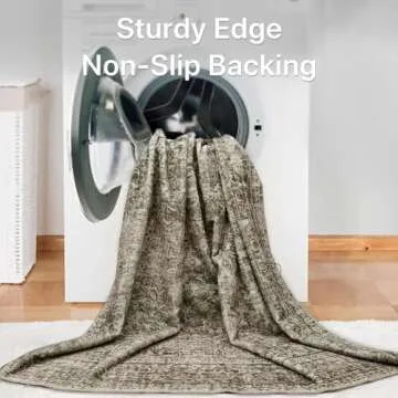 BEIMO Area Rugs for Living Room Bedroom, 5x7 Machine Washable Stain Resistant Neutral Rug, Soft Vintage Print Sage Charcoal Carpet, Medium Pile Mat with Non Slip Rubber Backing