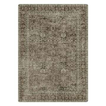 BEIMO Area Rugs for Living Room Bedroom, 5x7 Machine Washable Stain Resistant Neutral Rug, Soft Vintage Print Sage Charcoal Carpet, Medium Pile Mat with Non Slip Rubber Backing
