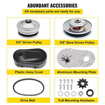 Mophorn Torque Converter CVT 2HP-7HP 3/4" Go Kart Clutch 212CC 30 Series Mini Bike 10T #40 41 Chain and 12T #35 Replacement Set TAV2 30-75 218353A Manco CVT Clutch Small Engine Drive Belt