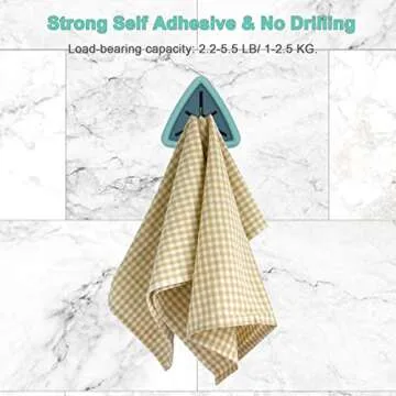 Pletpet 4Pcs Towel Hook Holder Grabber, Drill Free Self Adhesive Push Hooks Firmly, Colorful Dish Towel Holders for Kitchen Bathroom Organization