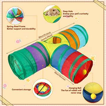 BWOGUE 22PCS Cat Toys Kitten Toys Set,Collapsible 3 Way Cat Tunnels for Indoor Cats,Interactive Cat Feather Toy Fluffy Mouse Tumbler Crinkle Balls Bells Spring Toys Set for Cat Kitty Puppy Rabbit