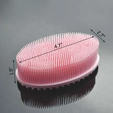 Exfoliating Silicone Body Scrubber Silicone Bath Brush Glowing Skin Silicone Shower Loofah for Gentle Exfoliating Long Lasting Lathers Well & More Hygienic Than Traditional Loofah Body Brush (Pink)