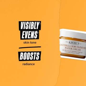 Kiehl's Calendula Serum Infused Water Cream, Soothing Gel Moisturizer for All Skin Types, Visibly Evens Skin Tone & Boosts Radiance in 1 Week, 24HR Hydration, Reduces Redness - 1.7 fl oz