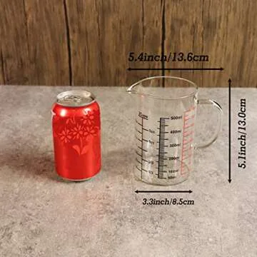 Ackers BORO3.3 Glass Measuring Cup-[Insulated handle | V-Shaped Spout]-Made of High Borosilicate Glass Measuring Cup for Kitchen or Restaurant, Easy to Read, 500 ML (16 Oz, 2 Cup)