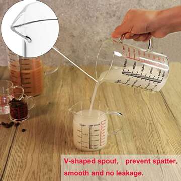 Ackers BORO3.3 Glass Measuring Cup-[Insulated handle | V-Shaped Spout]-Made of High Borosilicate Glass Measuring Cup for Kitchen or Restaurant, Easy to Read, 500 ML (16 Oz, 2 Cup)