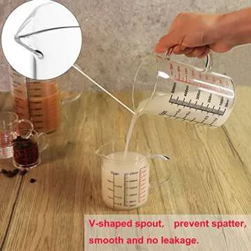 Ackers BORO3.3 Glass Measuring Cup-[Insulated handle | V-Shaped Spout]-Made of High Borosilicate Glass Measuring Cup for Kitchen or Restaurant, Easy to Read, 500 ML (16 Oz, 2 Cup)