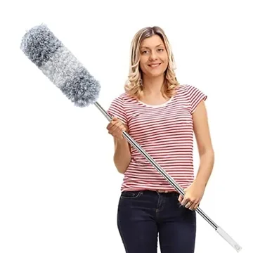 DELUX Microfiber Feather Duster Extendable Duster with 100 inches Extra Long Pole, Bendable Head & L...