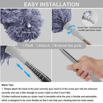 DELUX Extendable Microfiber Duster for Easy Cleaning