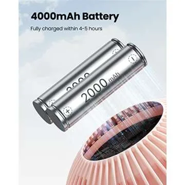 Gaiatop Baby Stroller Fan, 4000mAh Oscillating Mini Portable Fan with Light, 4 Speeds Battery Operated Small Handheld Desk Fan, 360° Rotate Flexible Tripod Clip On Fan for Car Seat Crib Travel Pink