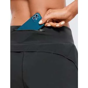 CRZ YOGA High Waisted Running Shorts for Women - 2.5'' Liner for Gym Athletic Workout with Zip Pocket Breathable Black Medium