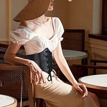 XZQTIVE Black Corset Waist Belt for Women - Chic 4.7inch Elastic Tie Fashion Accessory