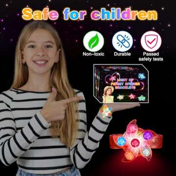 28 Pack LED Light Up Fidget Spinner Bracelets for Kids - Party Favors, Glow in The Dark Toys, Perfec...