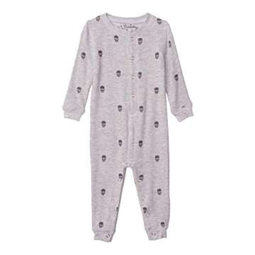 PJ Salvage Kids Baby Girls' Kids' Sleepwear Long Sleeve Peachy Romper, Heather Grey, 6/12 mo