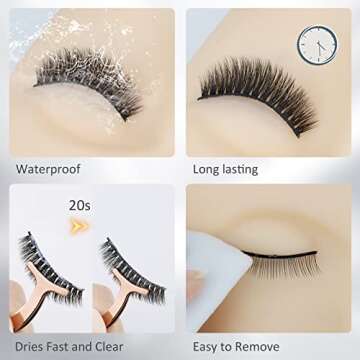 EMEDA False Eyelash Glue Super Strong Hold 24H Clear Glue Strong Hold Water Proof Formula No Irritation Latex Free Long Lasing Quick Dry Pegamento De Pestaas White Strip Eyelash Adhesive 5ml 0.17oz