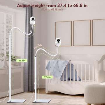 Baby Monitor Floor Stand Compatible with Infant Optics, Babysense, Nanit Pro, Owlet, Baby Ganibs, Bonoch, Adjustable Height from 37.4-68.8, Universal Baby Camera Stand Mount, Safety for Nursery
