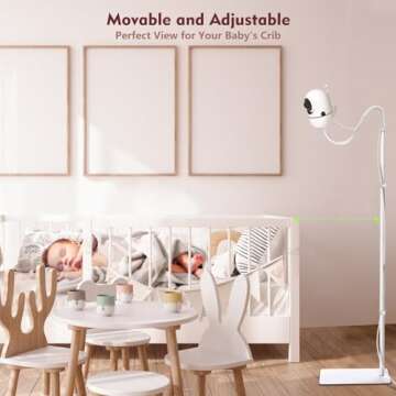 Baby Monitor Floor Stand Compatible with Infant Optics, Babysense, Nanit Pro, Owlet, Baby Ganibs, Bonoch, Adjustable Height from 37.4-68.8, Universal Baby Camera Stand Mount, Safety for Nursery