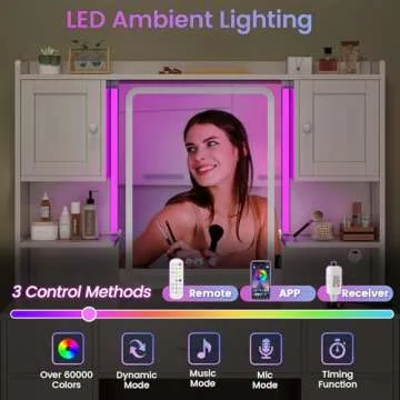 Tiptiper Stylish Vanity Desk with Smart Mirror and Lights