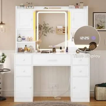 Tiptiper Stylish Vanity Desk with Smart Mirror and Lights