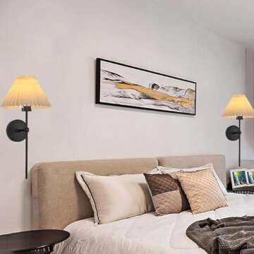 Battery Operated Wall Sconces Set of Two,Rechargeable Wall Lights with Timer,Indoor Non Hardwired Wall Lamp Light Fixtures Black with White Fabric Shade for Bedroom Living Room Bathroom