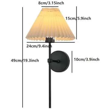 Battery Operated Wall Sconces Set of Two,Rechargeable Wall Lights with Timer,Indoor Non Hardwired Wall Lamp Light Fixtures Black with White Fabric Shade for Bedroom Living Room Bathroom