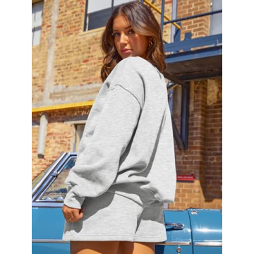 AUTOMET Womens Two Piece Outfits 2 Piece Lounge Matching Sets Fleece Sweatsuit Sweat Shorts Fashion Fall Clothes Sweatshirt