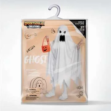 Kids Ghost Costume with Pumpkin Bag - Halloween Dress-Up
