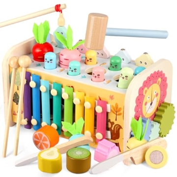 Lterfear 9 in 1 Montessori Pounding Toy for Toddlers