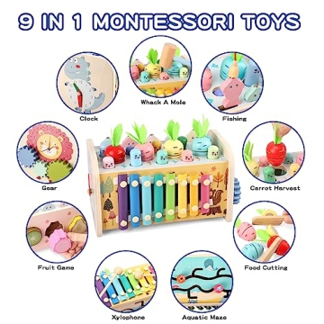 Lterfear 9 in 1 Montessori Pounding Toy for Toddlers