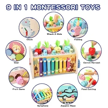 Lterfear 9 in 1 Montessori Pounding Toy for Toddlers