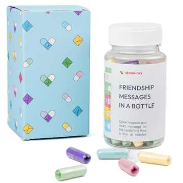 Sensemory 50 Frienship Capsule Letters Messages in a Bottle - Best Friend Birthday Gifts for Women, BFF, Sister, Bestie - Cute Bestfriend Gift Ideas, Christmas Stocking Stuffers for Women