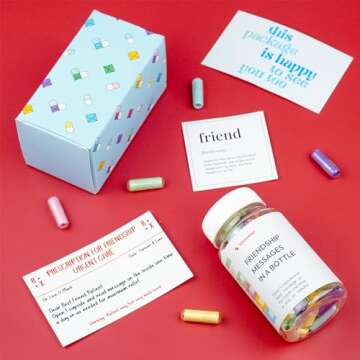 Sensemory 50 Frienship Capsule Letters Messages in a Bottle - Best Friend Birthday Gifts for Women, BFF, Sister, Bestie - Cute Bestfriend Gift Ideas, Christmas Stocking Stuffers for Women