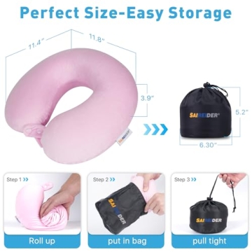 SAIREIDER Travel Neck Pillow with Memory Foam for Ultimate Comfort