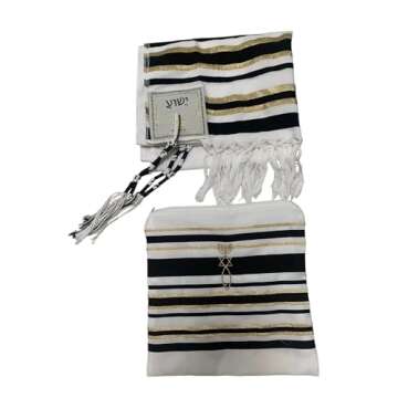 New Covenant Prayer Shawl, English/Hebrew Design (Black)