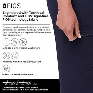 FIGS Zamora High Waisted Jogger Style Scrub Pants for Women - Navy, Regular M