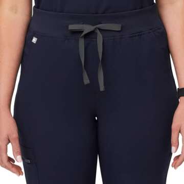 FIGS Zamora High Waisted Jogger Style Scrub Pants for Women - Navy, Regular M