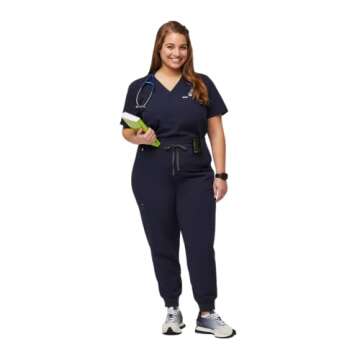 FIGS Zamora High Waisted Jogger Style Scrub Pants for Women - Navy, Regular M