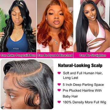 Beluck 5x5 HD Lace Closure Wigs Human Hair,12A Body Wave 180 Density HD Transparent Lace Front Wigs Human Hair Pre Plucked,Glueless Human Hair Wigs For Black Women Natural Color（18Inch）
