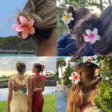 Colorful Flower Hair Clips Pack for Women - 6 Stylish Clips