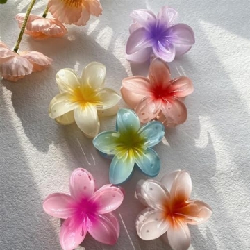 Colorful Flower Hair Clips Pack for Women - 6 Stylish Clips
