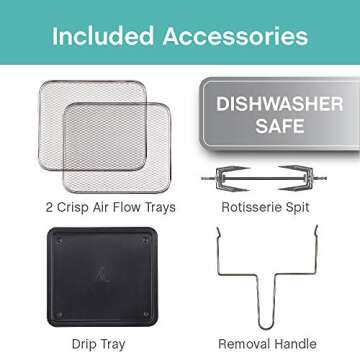 West Bend AFWB12BK13 Electric Air Fryer Oven, Countertop Air Fryer Rotisserie Combo with 10 Digital Quick Menu Presets, 1700 W, 12.6 Qt, Black