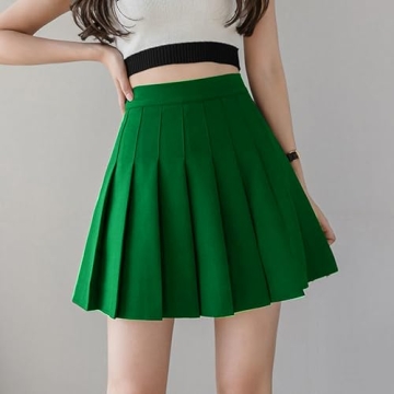 TONCHENGSD High Waist Pleated Mini Skirt with Built-in Shorts