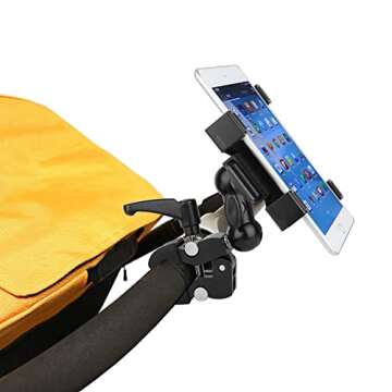 iTODOS Tablet Holder for Spin Bike, Stroller,Treadmill,Golf Cart, Wheelchair,Stationary Bike,Microphone Stand, Adjustable 7~11" Tablet Clip Fits iPad,Samsung Galaxy Tab, Google Nexus, Fire HD and GPS