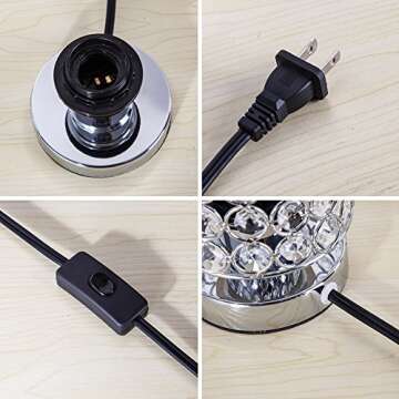 ZEEFO Crystal Table Lamp, Nightstand Decorative Room Desk Lamp, Night Light Lamp, Table Lamps for Bedroom, Living Room, Kitchen, Dining Room (Silver)