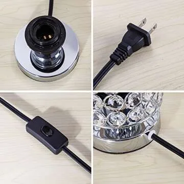 ZEEFO Crystal Table Lamp, Nightstand Decorative Room Desk Lamp, Night Light Lamp, Table Lamps for Bedroom, Living Room, Kitchen, Dining Room (Silver)