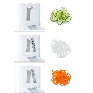 GREEN APRON 3 Blade Spiralizer Vegetable Slicer - Premium Quality Heavy Duty Vegetable Spiralizer - Zoodle Maker - BPA FREE Veggie Pasta Spaghetti Maker - Premier Home & Kitchen Accessories